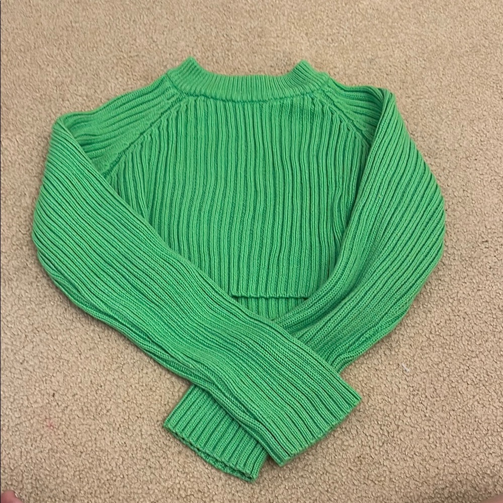 Zara Green Ribbed Women's Sweater